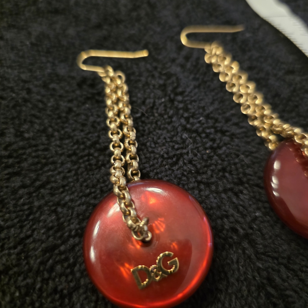 100% Authentic D&G Red and Gold Chain Earrings. - Picture 4 of 5